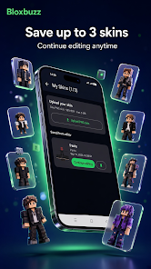 BloxBuzz upload PNG skin and save skins screen on Android